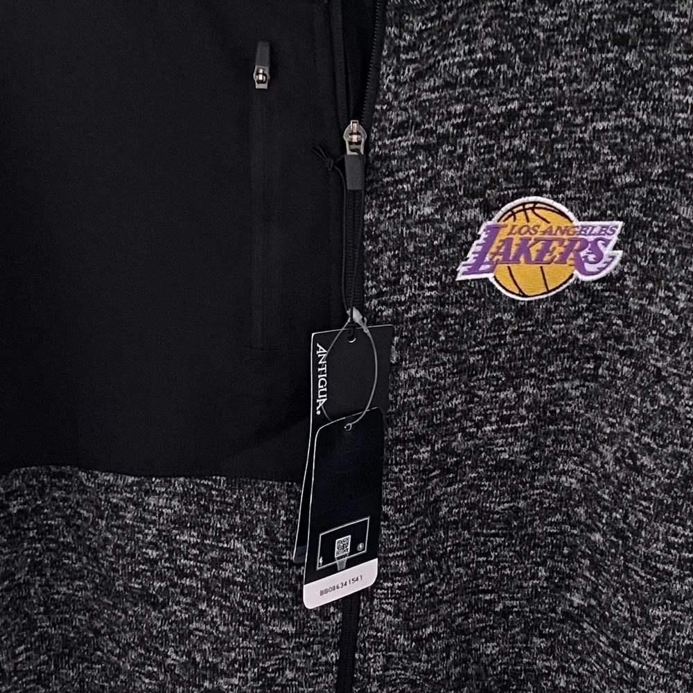 Antigua Los Angeles Lakers Fortune Full Zip Jacket Heather Black NWT Size L